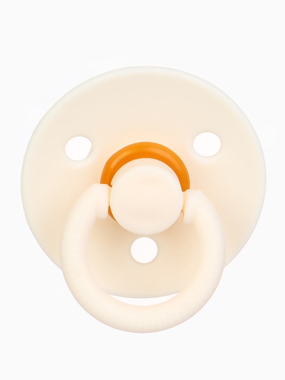 Соски-пустышки, от 0 мес., латекс, классические, в контейнере, набор из 2 шт., айвори/серо-зелёный, M&B