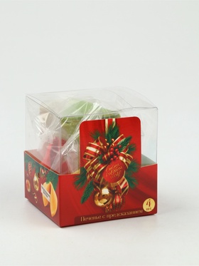 Печенье с предсказанием цветное в PVC-коробке «С новым годом», 4 шт. Печенье с предсказанием цветное в PVC-коробке «С новым годом», 4 шт.