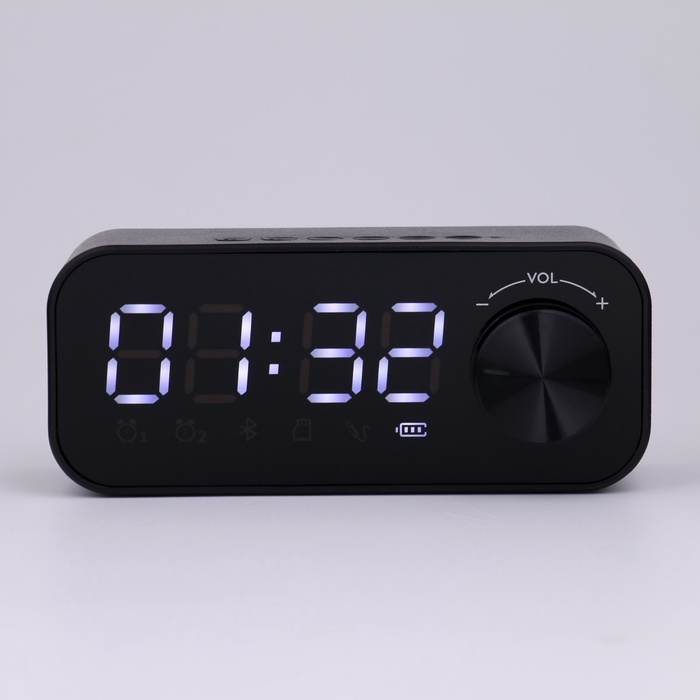 УЦЕНКА Часы - будильник электронные настольные: колонка, bluetooth, tf-карта, 14.2×6 см, USB 75509 - Фото 1