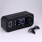 УЦЕНКА Часы - будильник электронные настольные: колонка, bluetooth, tf-карта, чёрные - Фото 4