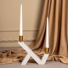 УЦЕНКА Держатель для свечей «Грани» мрамор, латунь - Фото 3