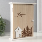 УЦЕНКА Ключница дерево 5 крючков «Дом и папоротник» 6×20×25.8 см - фото 14970319