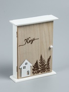 УЦЕНКА Ключница дерево 5 крючков «Дом и папоротник» 6×20×25.8 см - фото 14970324