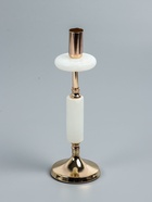 УЦЕНКА Подсвечник металл, камень на 1 свечу «Рим» золото 10.5×10.5×31 см - фото 14970355