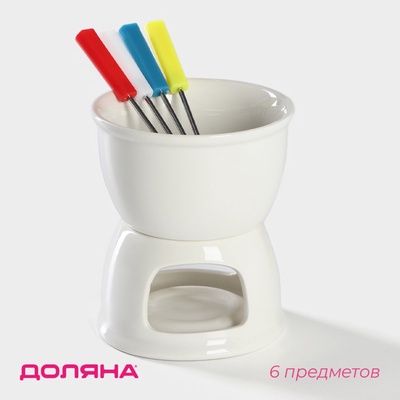 УЦЕНКА Набор для фондю «Глянец», 11×13 см, 4 шпажки