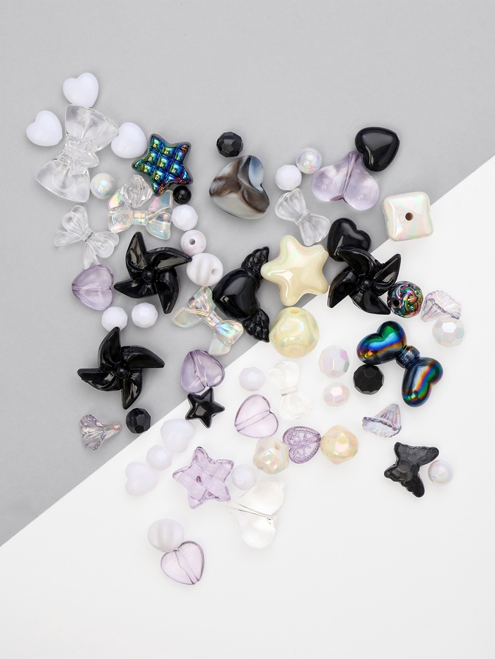 Бусины «Микс», набор 50 г, чёрно-белые