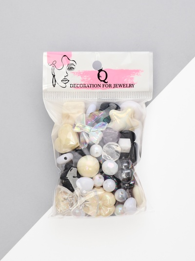 Бусины «Микс», набор 50 г, чёрно-белые