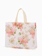 Сумка хозяйственная без застёжки, с цветочным принтом, 32?10?26 см, белая (комплект 2 шт) - фото 59414777