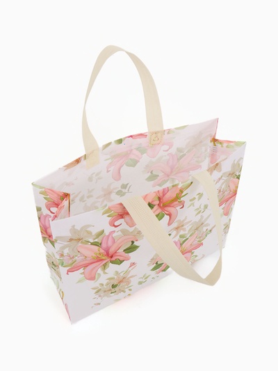 Сумка хозяйственная без застёжки, с цветочным принтом, 32×10×26 см, белая