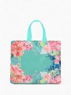 Сумка хозяйственная без застёжки, с цветочным принтом, 32×10×26 см, голубая - Фото 2