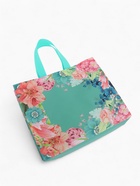 Сумка хозяйственная без застёжки, с цветочным принтом, 32×10×26 см, голубая - Фото 3