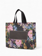 Сумка хозяйственная без застёжки, с цветочным принтом, 32×10×26 см, чёрная - фото 809289698