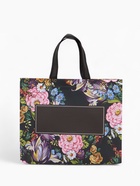 Сумка хозяйственная, без застёжки, с цветочным принтом, 32×10×26 см, чёрная - Фото 3