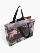 Сумка хозяйственная, без застёжки, с цветочным принтом, 32×10×26 см, чёрная - Фото 4