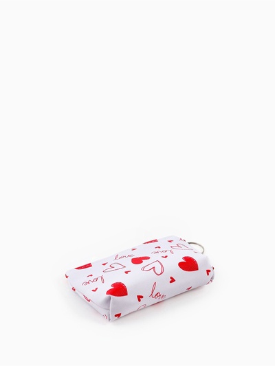 Кошелёк-монетница на молнии, 12×3.5×9 см, белый/красный