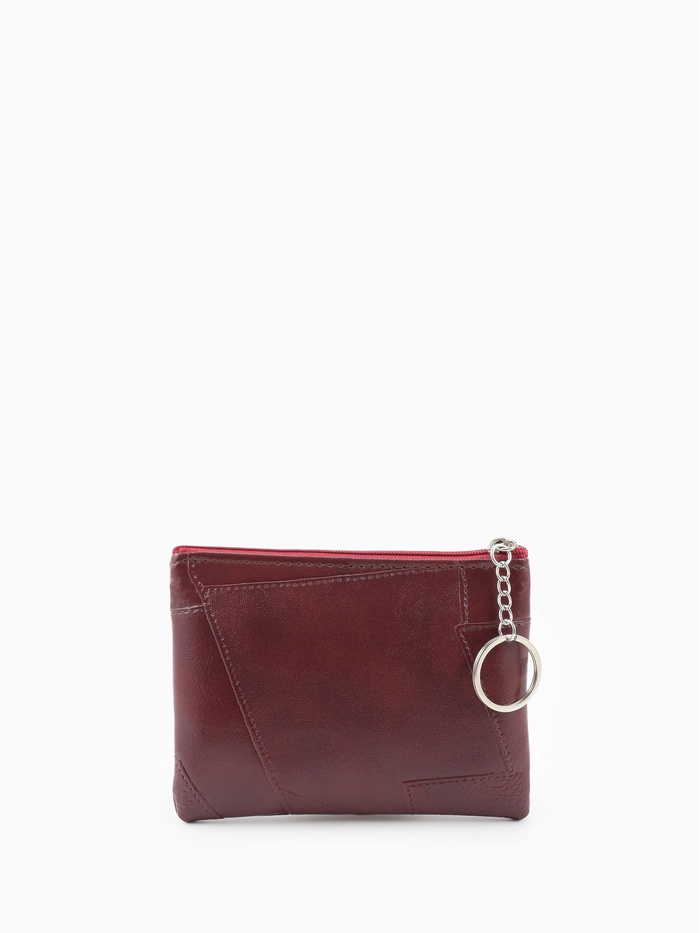 Кошелёк-монетница на молнии, однотонный, 15×0.5×11 см, бордовый - Фото 1