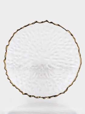 Тарелка Magistro «Риччи», d=33 см, h=2 см, с золотистой отводкой, стекло, прозрачная