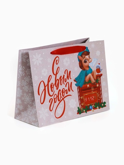 Пакет подарочный новогодний крафтовый «С Новым годом 2026», лошадь, MS 18×23×10 см