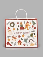 Пакет подарочный «Новогодние мечты», белый крафт, 32 × 28 × 15 см - фото 118996418 Пакет подарочный «Новогодние мечты», белый крафт, 32 × 28 × 15 см - фото 118996418
