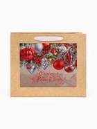 Пакет подарочный крафтовый с пластиковым окном «Счастья в Новом году», 24×20×11 см - фото 120060130