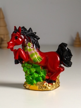 Копилка для денег «Огненный конь с ёлкой», гипс, 13×13×6.5 см