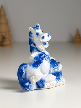 Копилка для денег «Лошадь с сундуком монет», гипс, 13×11×7 см, бело-голубой