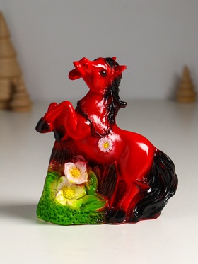 Копилка для денег «Огненный конь с цветами», гипс, 14.5×12.5×6.5 см