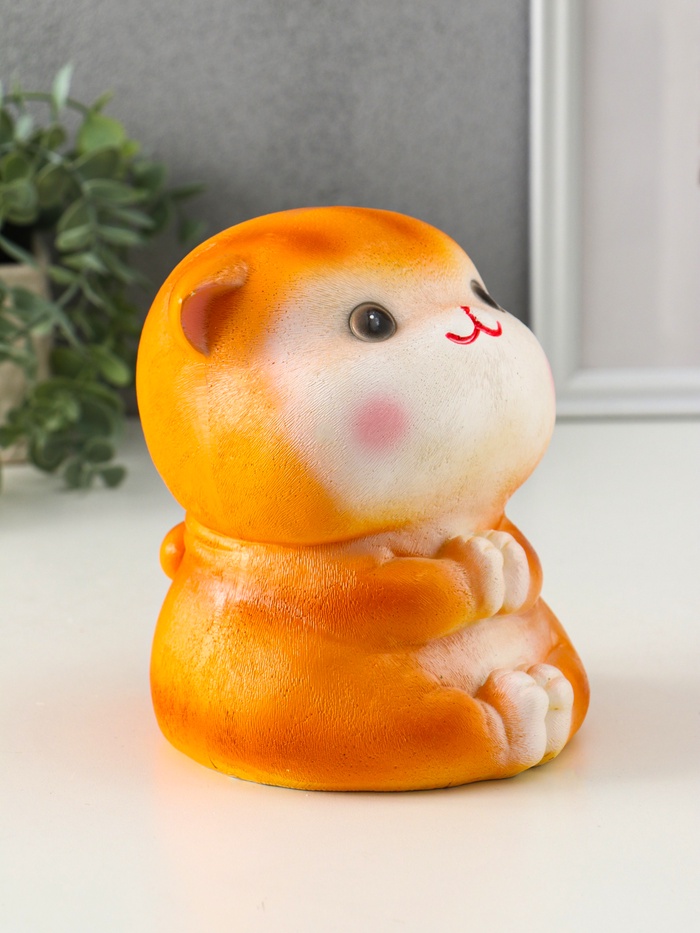 Копилка для денег «Кот Дзен», гипс, рыжий, 16×14×14.5 см