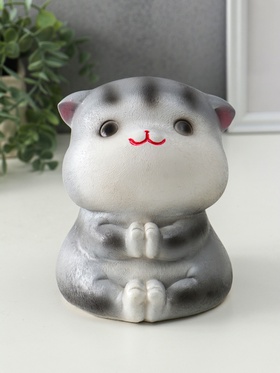 Копилка для денег «Кот Дзен», гипс, серый, 16×14×14.5 см