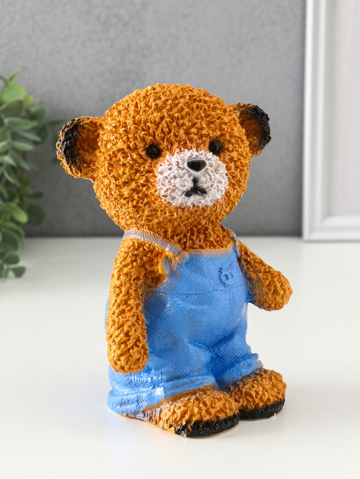 Копилка для денег «Мишка в джинсах», гипс, коричневый, 19.5×13×11 см