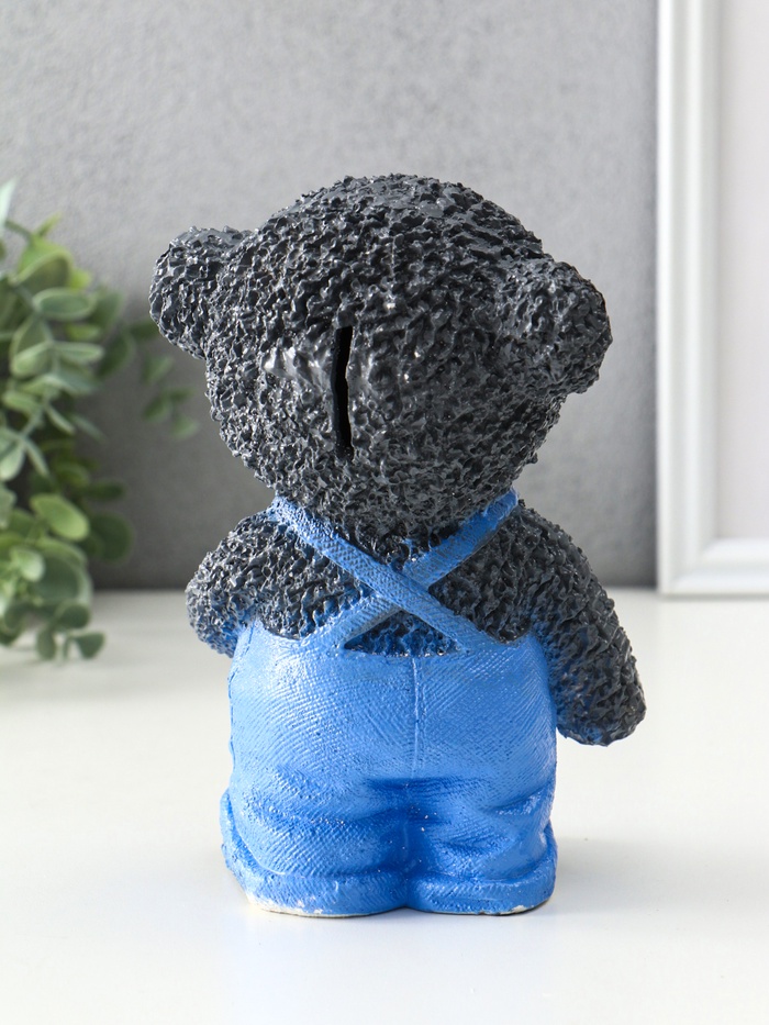 Копилка для денег «Мишка в джинсах», гипс, серый, 19.5×13×11 см