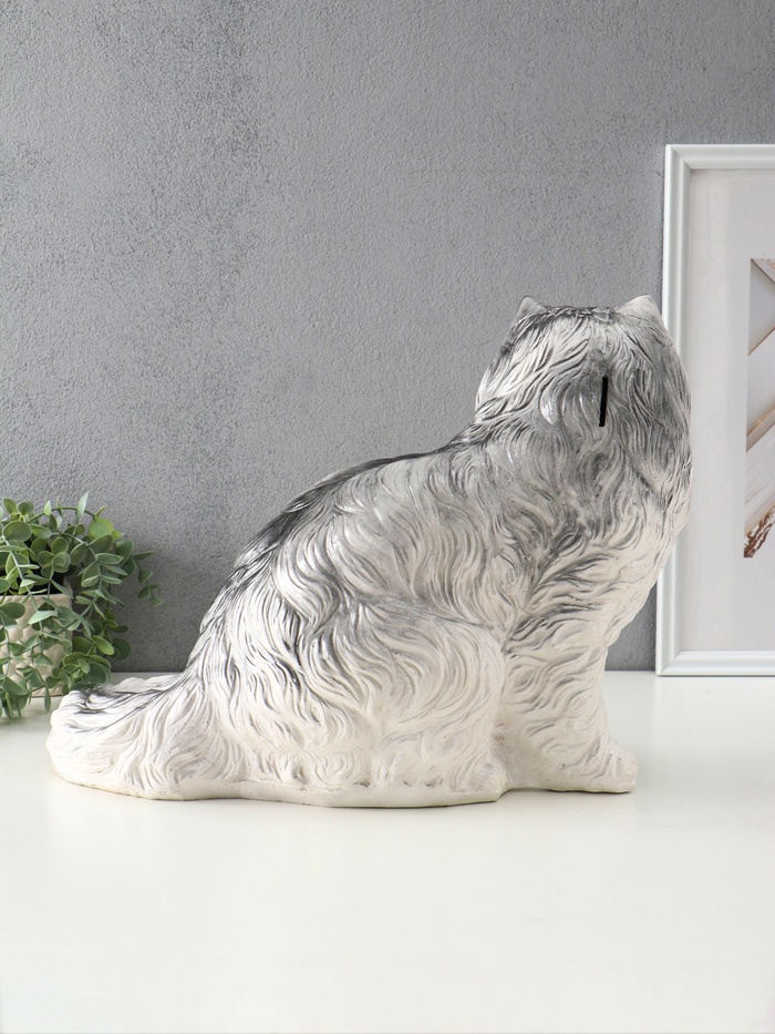 Копилка для денег «Котёнок белый», гипс, 33.5×44.5×24 см