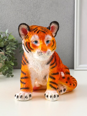 Копилка для денег «Тигр сидячий», гипс, оранжево-коричневый 23×15.5×23 см