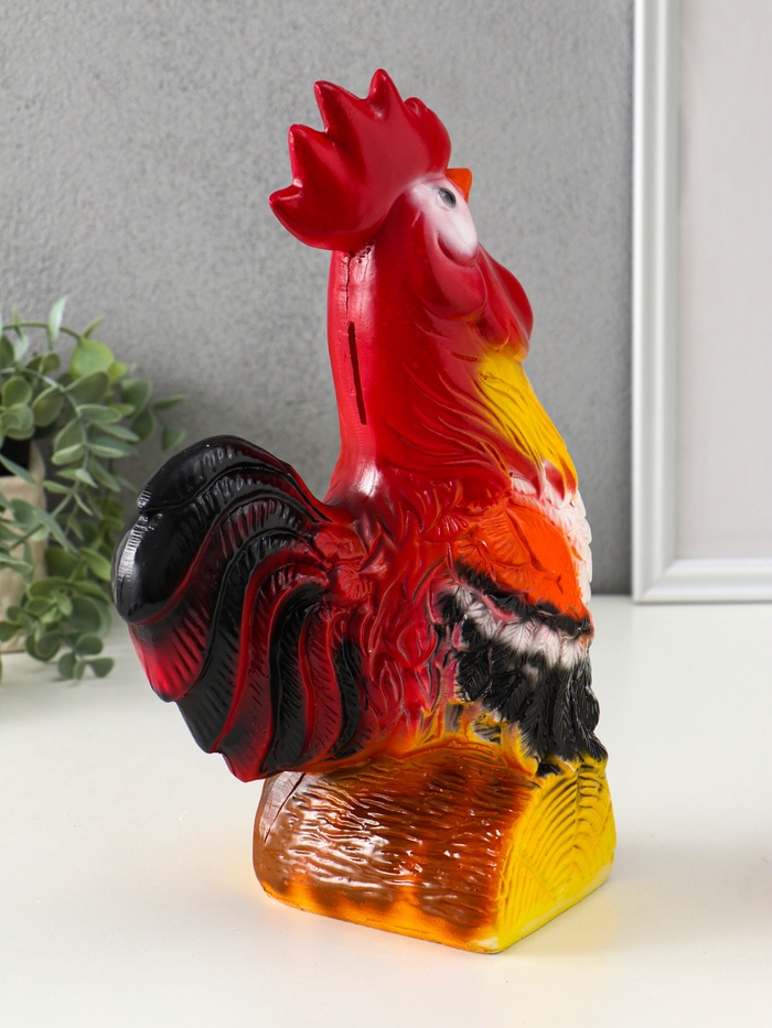 Копилка для денег «Петух на бревне», гипс, 29.5×19×12.5 см