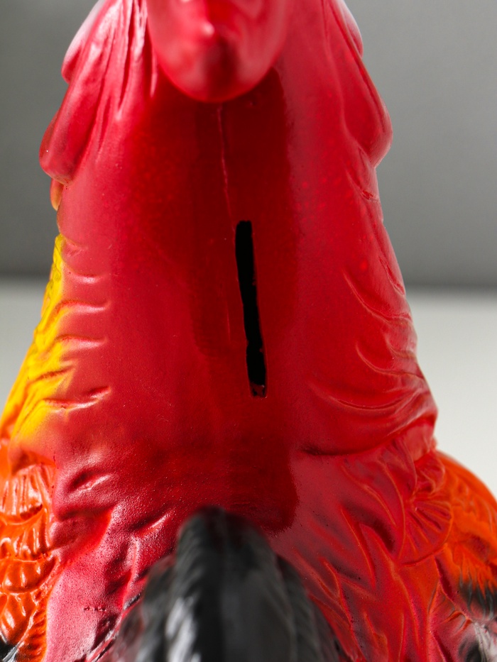 Копилка для денег «Петух на бревне», гипс, 29.5×19×12.5 см