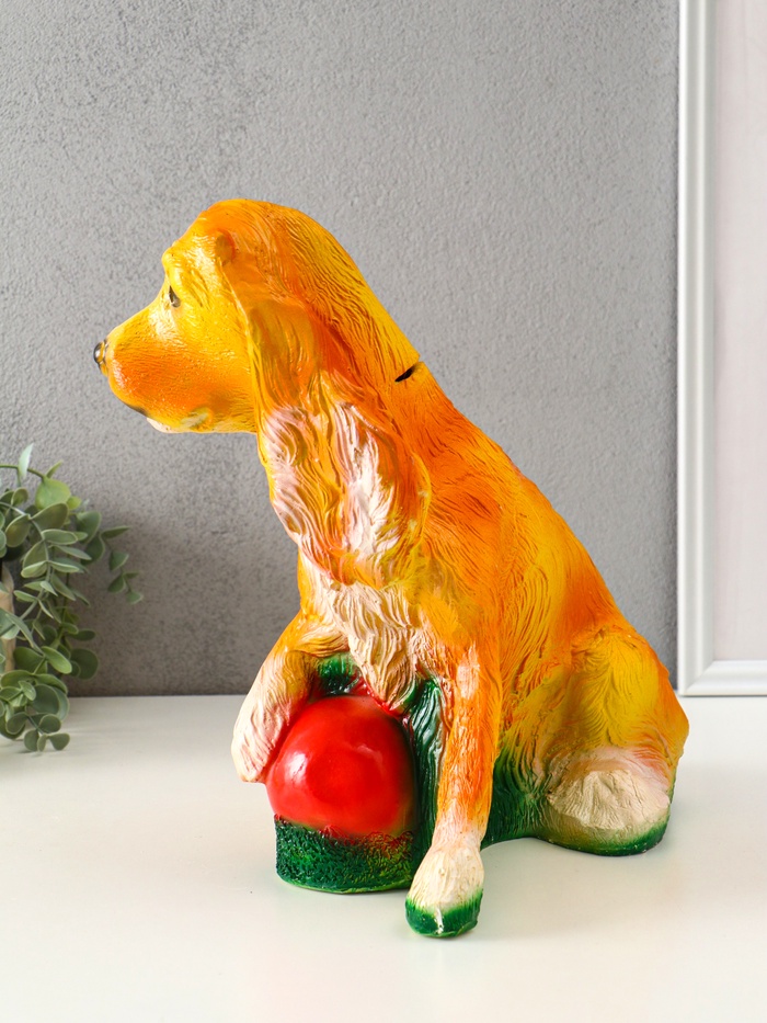 Копилка для денег «Кокер с мячом», гипс, 32×30×22 см