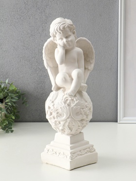 Фигура гипс «Ангел на шаре», 37×12×14 см
