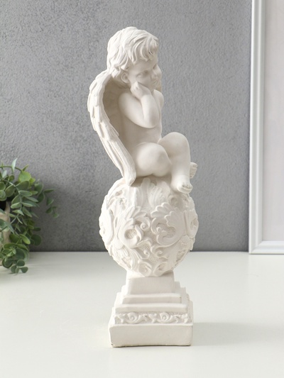 Фигура гипс «Ангел на шаре», 37×12×14 см