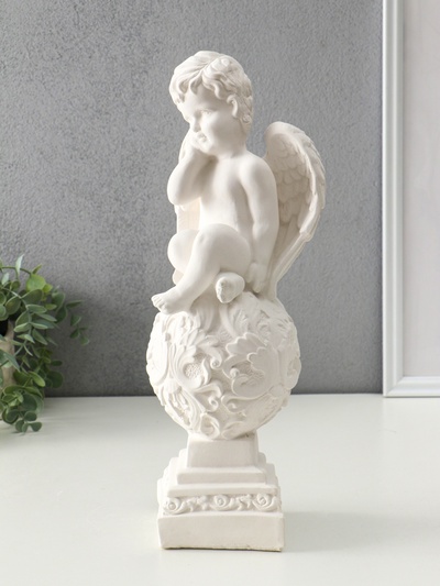 Фигура гипс «Ангел на шаре», 37×12×14 см