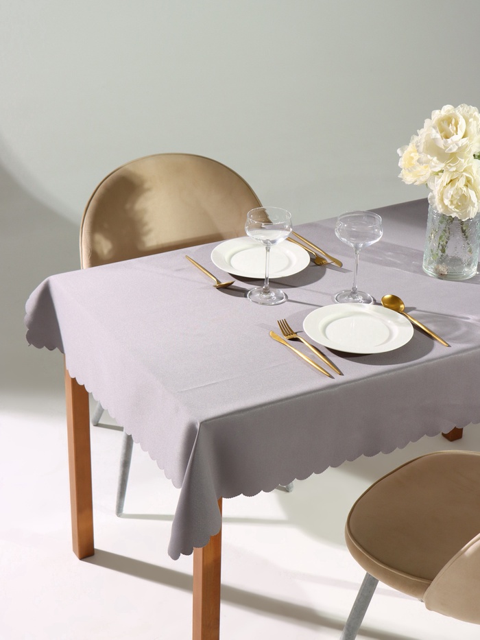 Скатерть «Доляна», однотонная, серая, 140×260 см