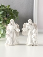 Фигурка полистоун «Девушка-ангел с ребёнком», белый, 5.2×4.2×8.3 см, МИКС - Фото 1