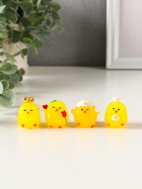 Набор фигурок полистоун флюоресцентный «Цыплята», 4 шт., 2.5×3.2 см