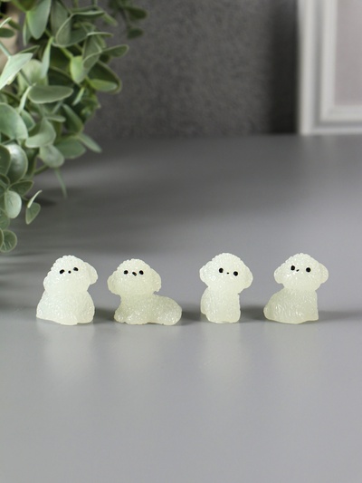 Набор фигурок полистоун флюоресцентный «Терьерчики», 4 шт., 2×2.7×3 см