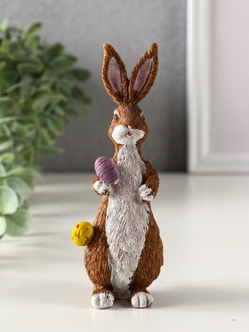Фигурка полистоун «Кролик с пасхальными яичками», 4.8×5×14.5 см