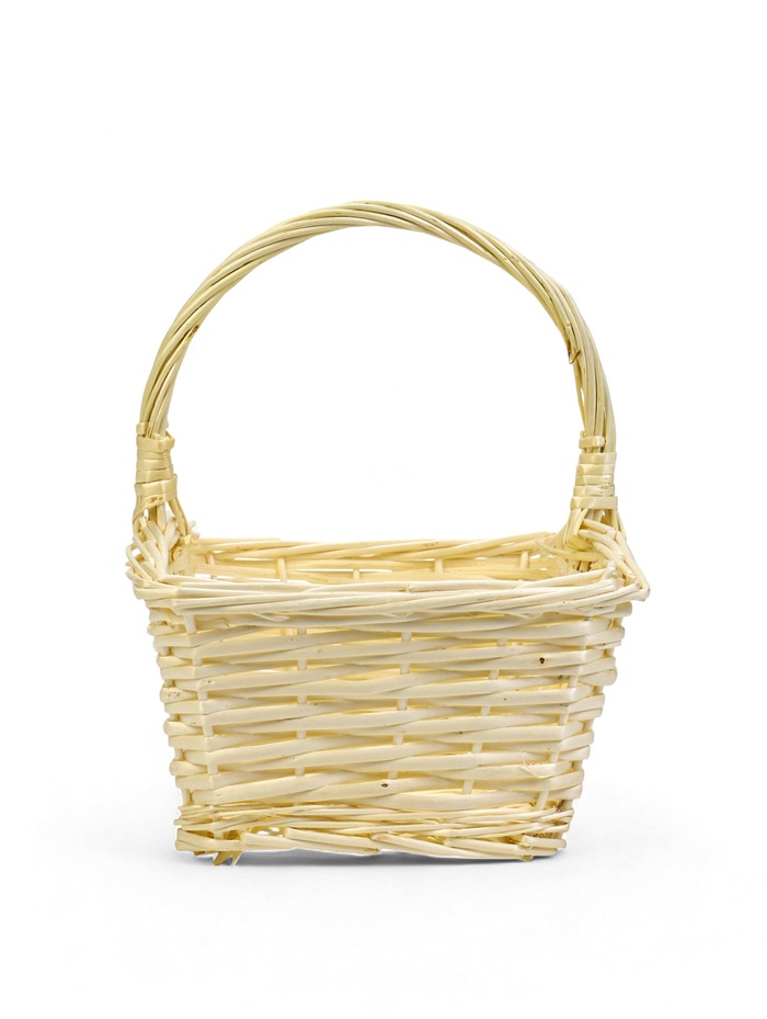 Корзина плетёная для хранения, 27×22×14 см, ручка h=13 см, ива, белая 10906334