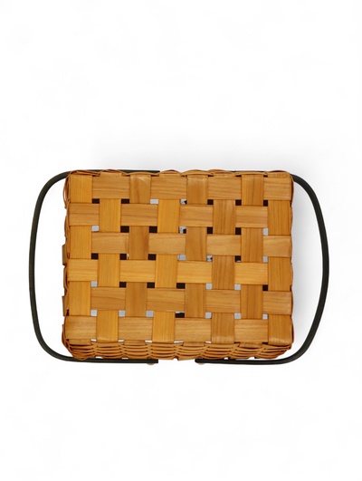 Корзина плетёная для хранения, 28×23×16 см, ручка h=15 см, деревянная, коричневая, Greengo