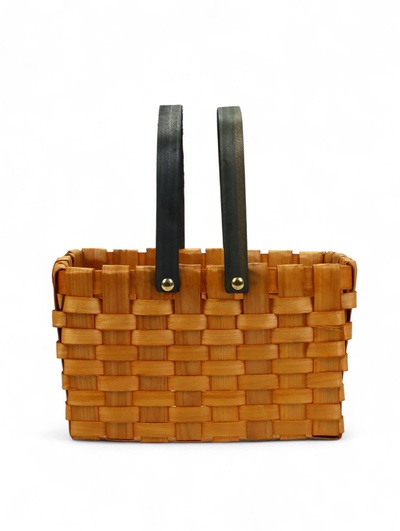 Корзина плетёная для хранения, 28×23×16 см, ручка h=15 см, деревянная, коричневая, Greengo