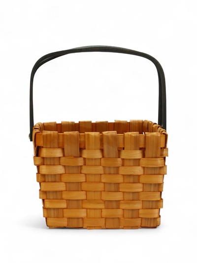 Корзина плетёная для хранения, 28×23×16 см, ручка h=15 см, деревянная, коричневая, Greengo