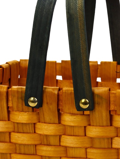 Корзина плетёная для хранения, 28×23×16 см, ручка h=15 см, деревянная, коричневая, Greengo