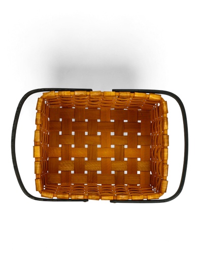 Корзина плетёная для хранения, 28×23×16 см, ручка h=15 см, деревянная, коричневая, Greengo